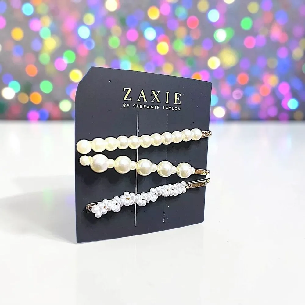 ZAXIE by Stefanie Taylor Pearl Hair Clips Brand New With Tags